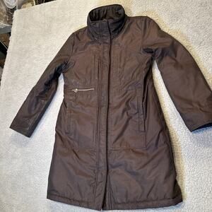 Michael Kors Women's Dark Chocolate Brown Long Hooded Fur Parka SZ-M Medium